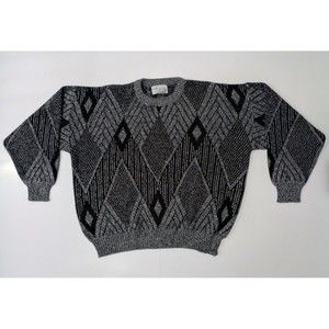 Limited Editions by Expressions Abstract Black Cotton Pullover Sweater Men’s 2X
